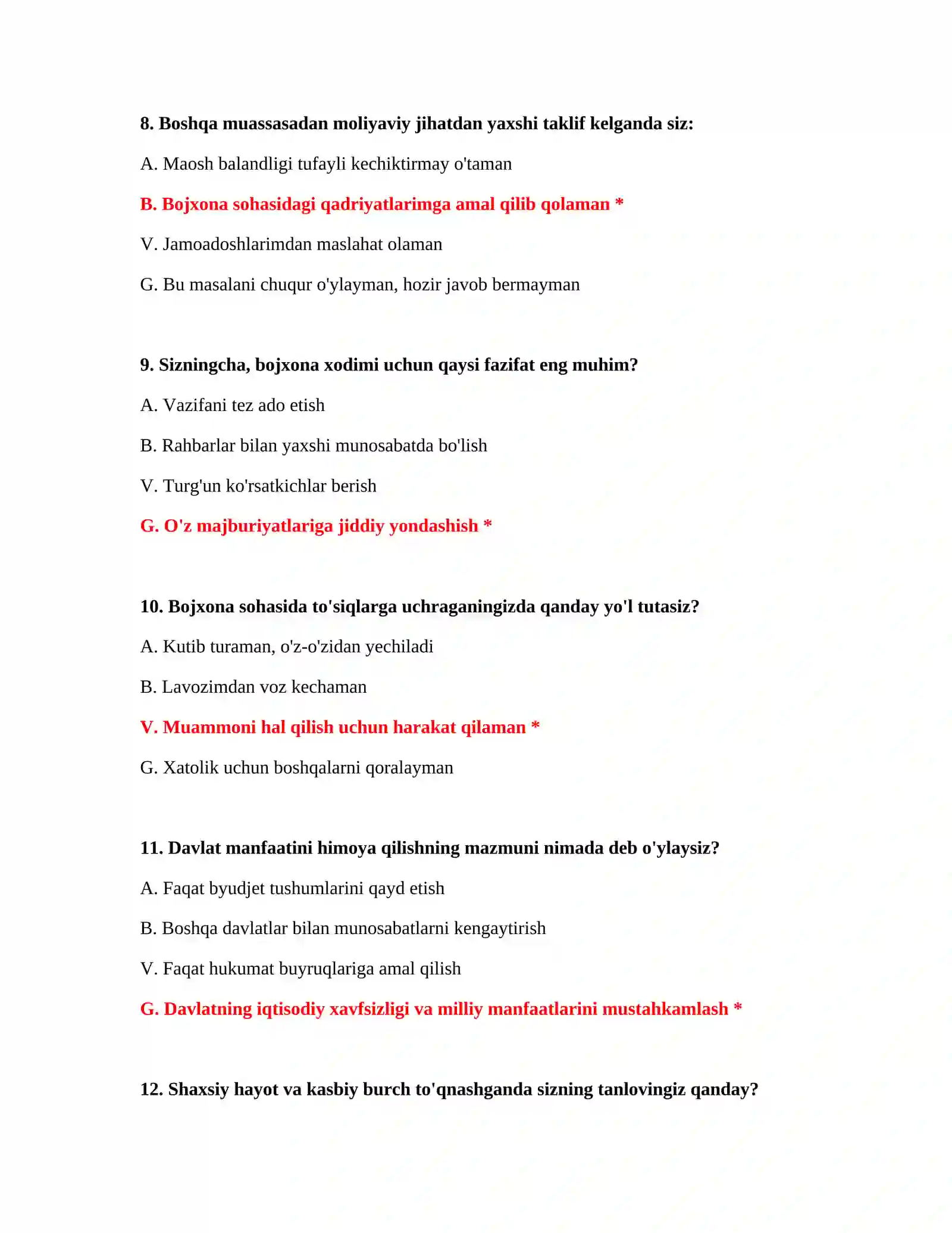 Bojxona imtihoni mantiqiy testlari 4
