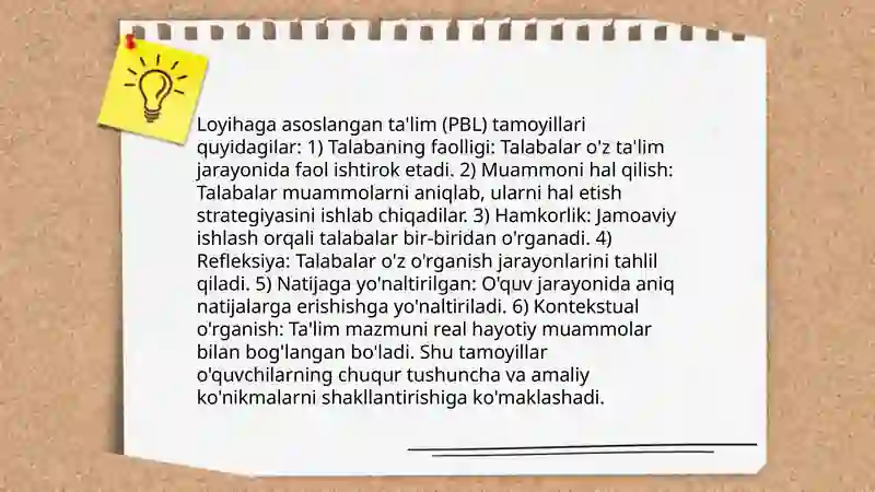 Loyihaga asoslangan ta'lim va tamoyillari 4