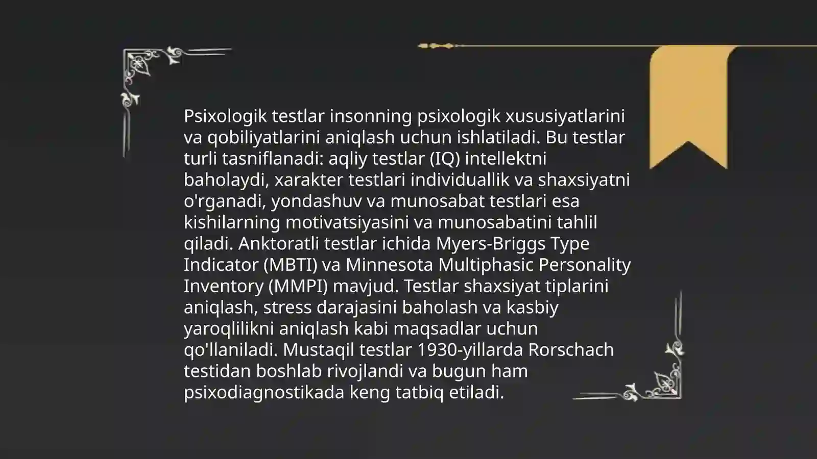Psixodiagnostika va eksperimental psixologiya fanining asosiy 4