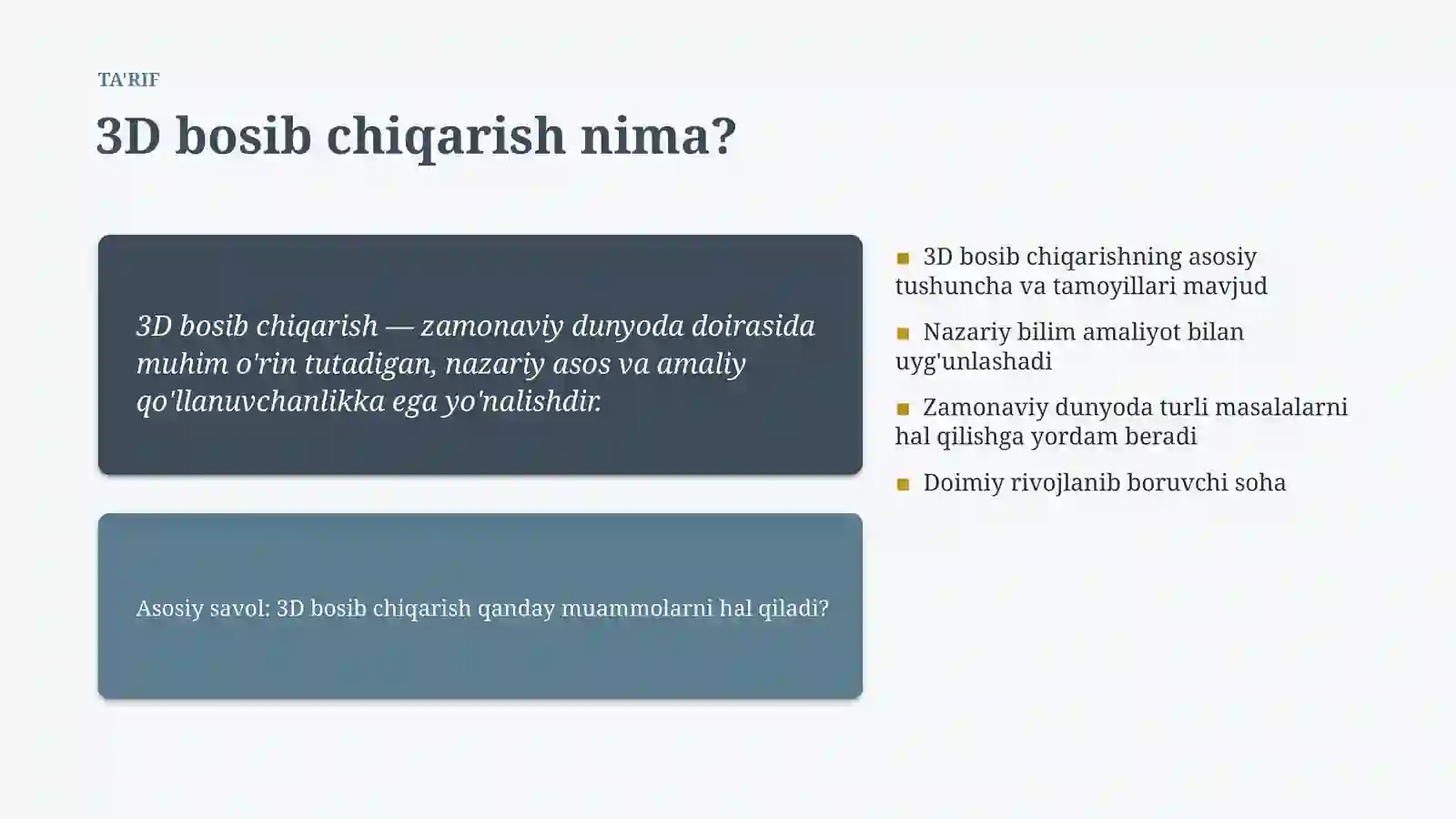 ZAMONAVIY DUNYODA 4