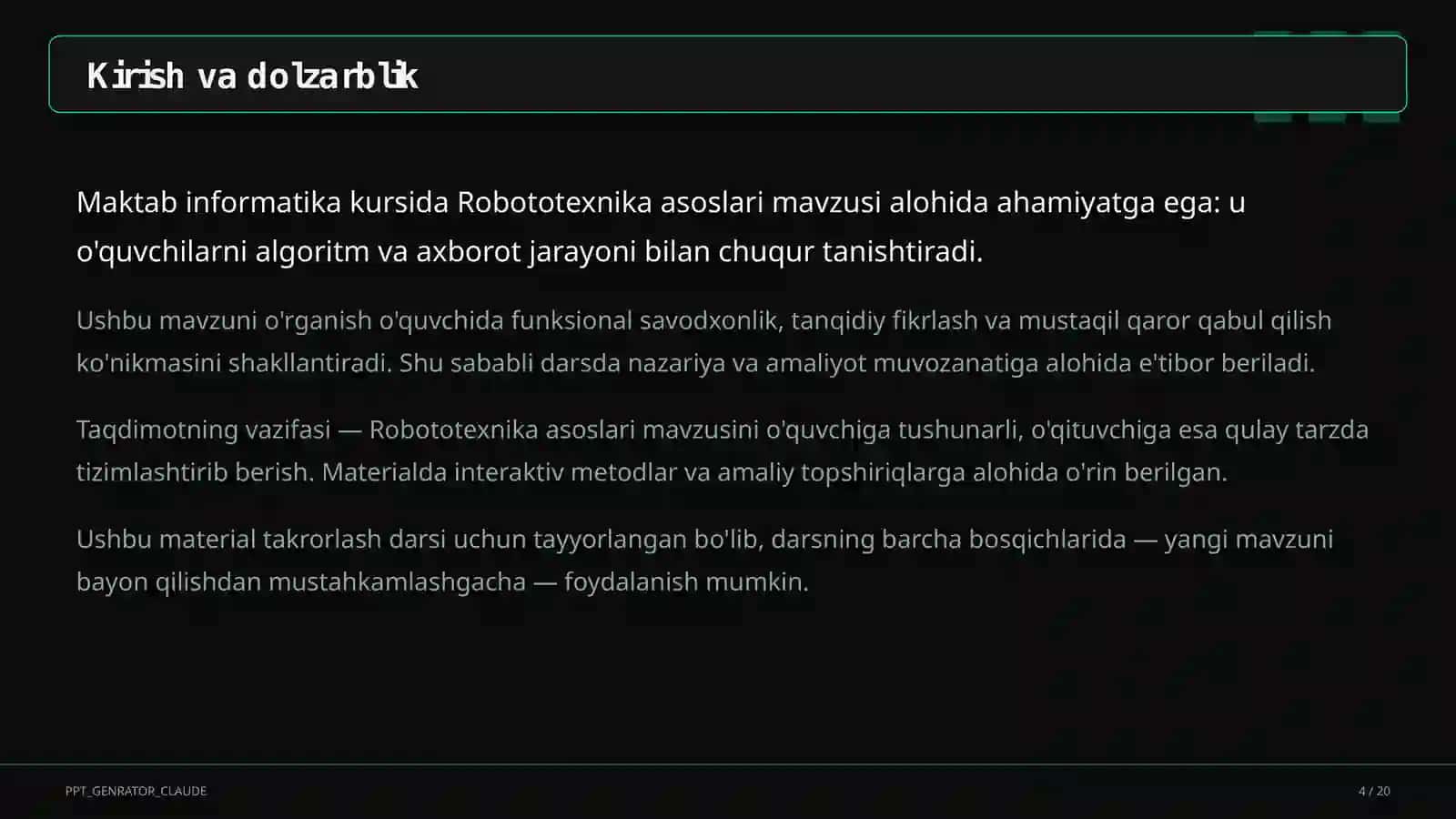 Robototexnika asoslari (11-sinf) 4