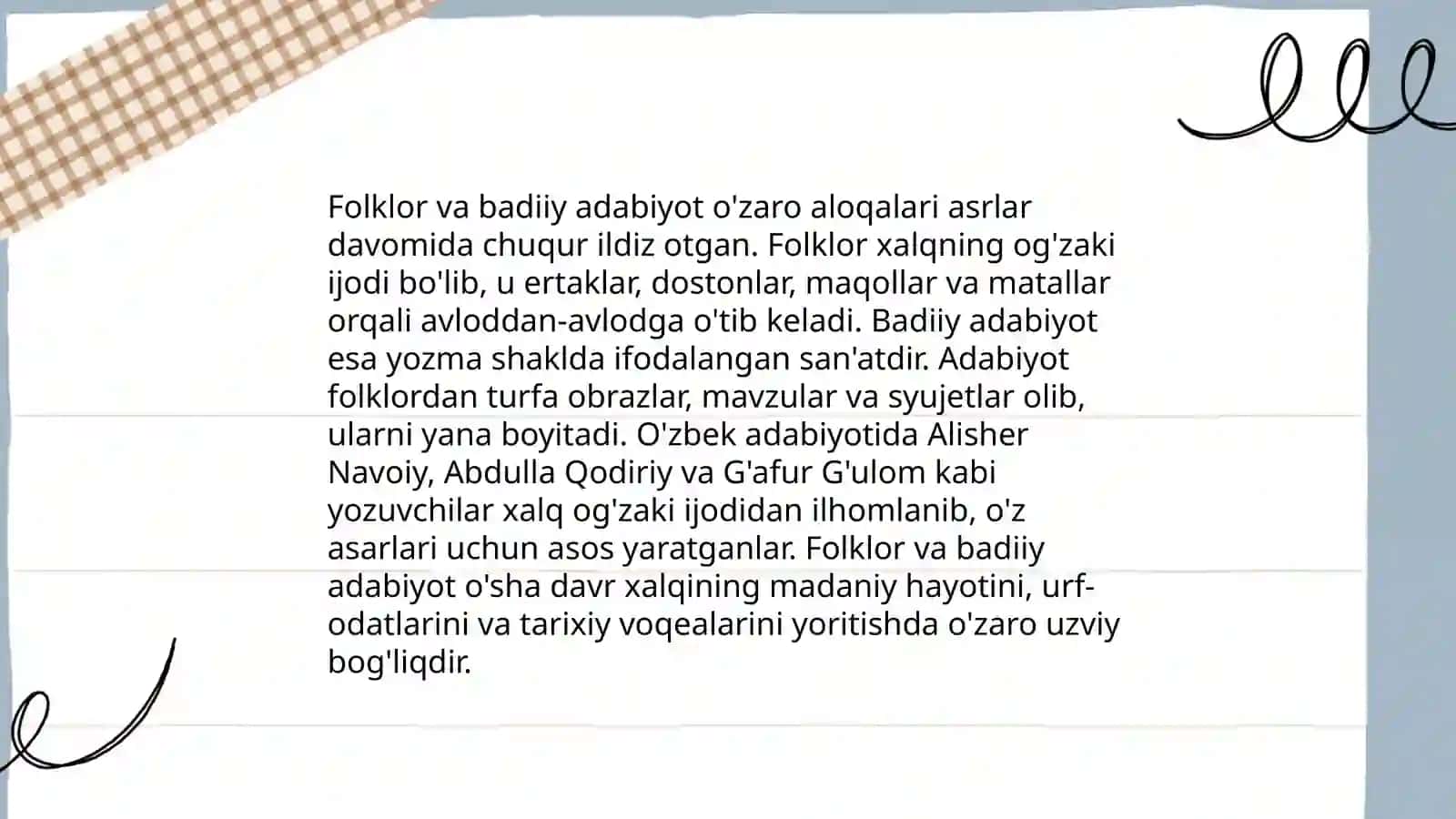 Folklor va badiiy adabiyot munisabatlari. Folklorizm tushunchasi 4