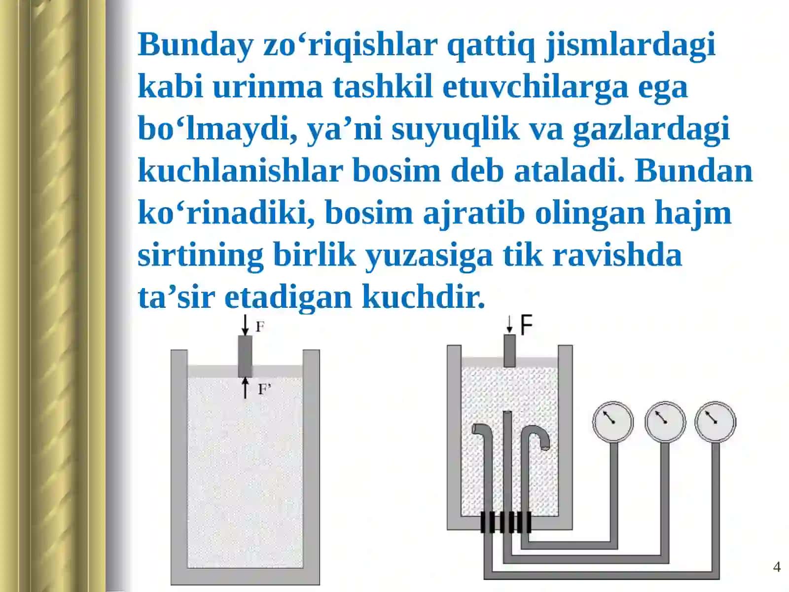 MA’RUZA:SUYUQLIKLAR VA GAZLAR MEXANIKASI 4