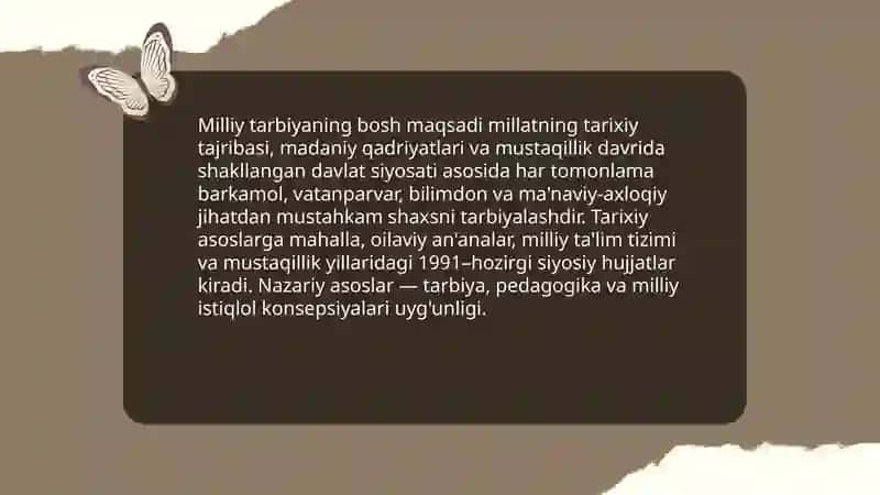 Har tomonlama barkamol shaxsni shakllantirish milliy tarbiyaning bosh maqsadi 4