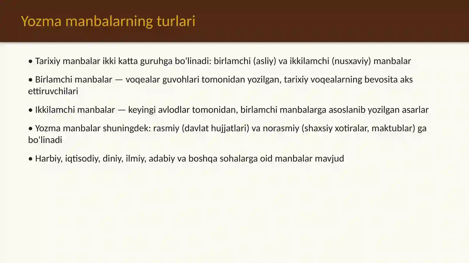 Yozma manbalarga tavsif 4