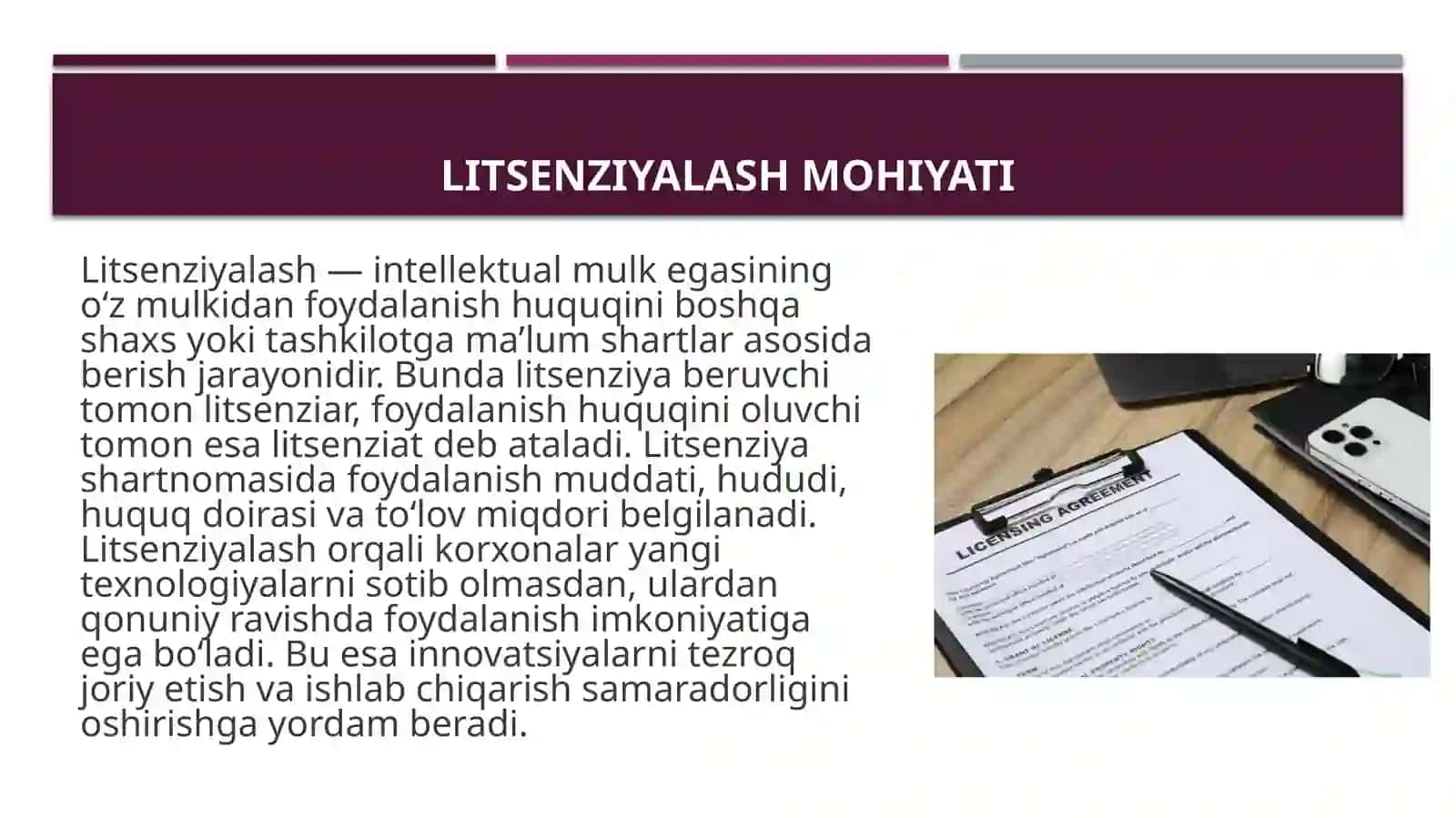 Litsenziyalash. Intellektual mulkni boshqarish 4