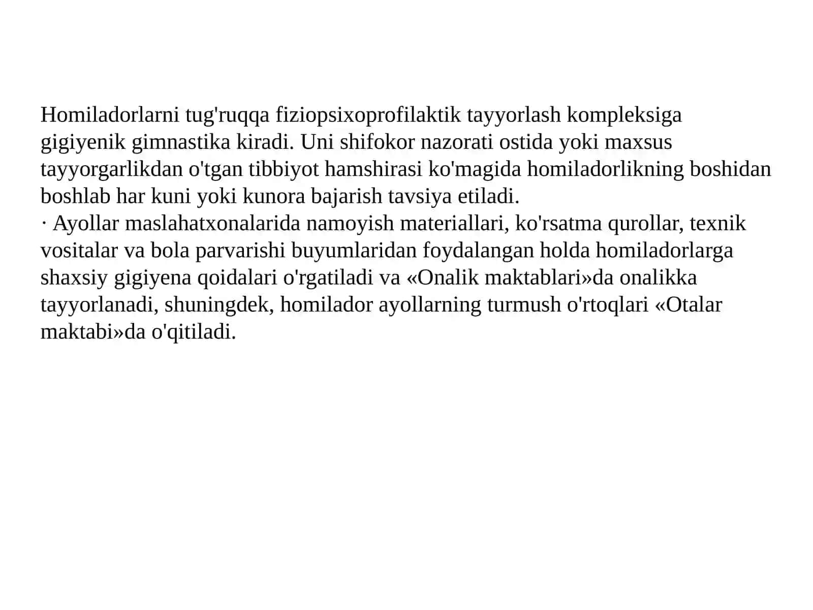Homilador ayollarni tug'ruqqa tayyorlash usullari 4