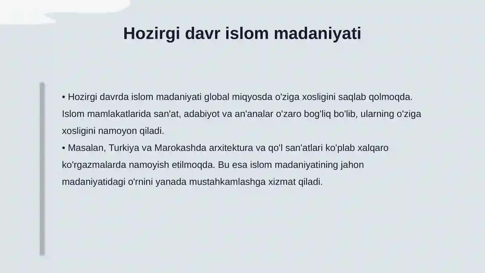 Hozirgi davr islom sivilizatsiyasining ahamyati 4