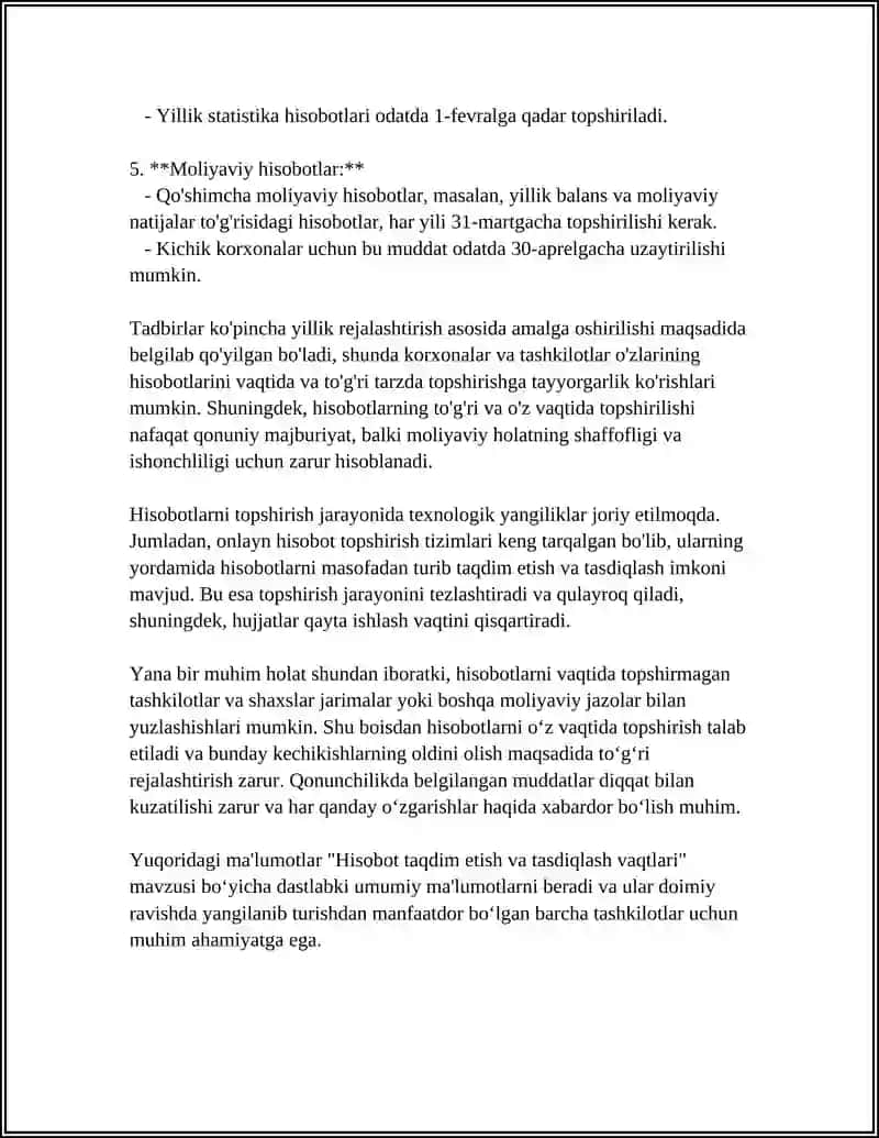 HISOBOT MAXSUS TASHKIL ETILADIGAN BIZNES TEKSHIRISHLAR VA ROYXATLAR 4