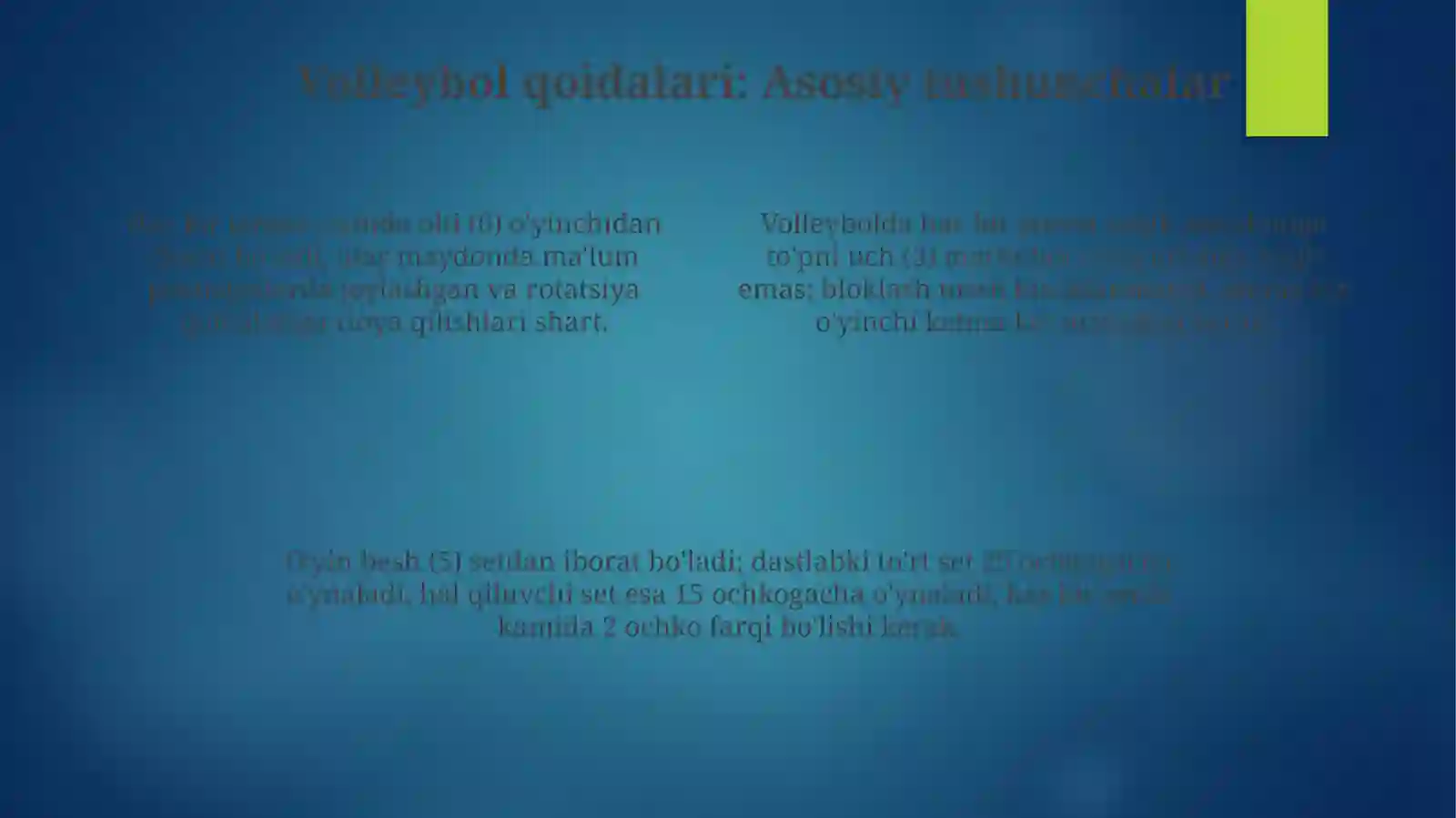 Voleybol o'yini qoidalari 4
