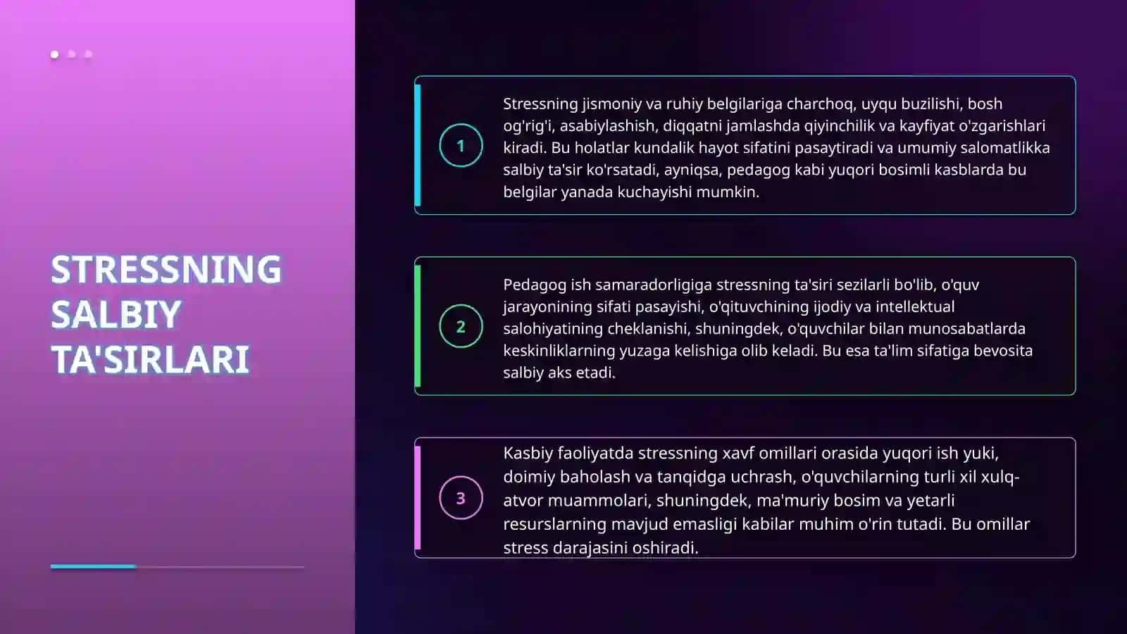 Pedagoglarda stress profilaktikasi. Stressning salbiy va ijobiy tomonlari. 4