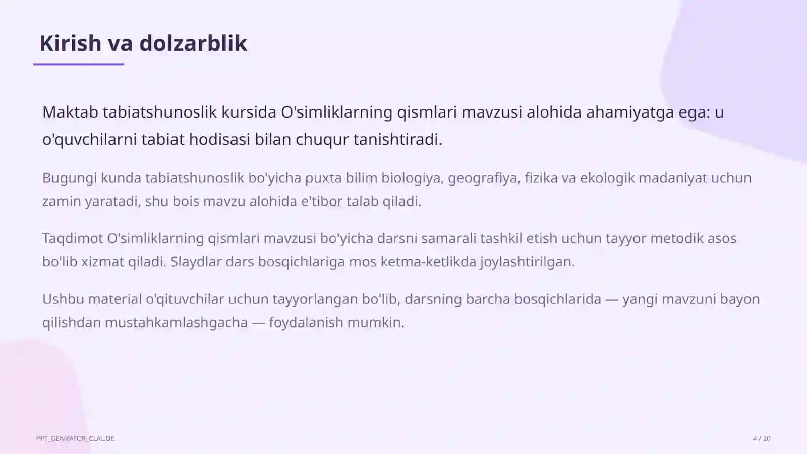 O'simliklarning qismlari (2-sinf) 2