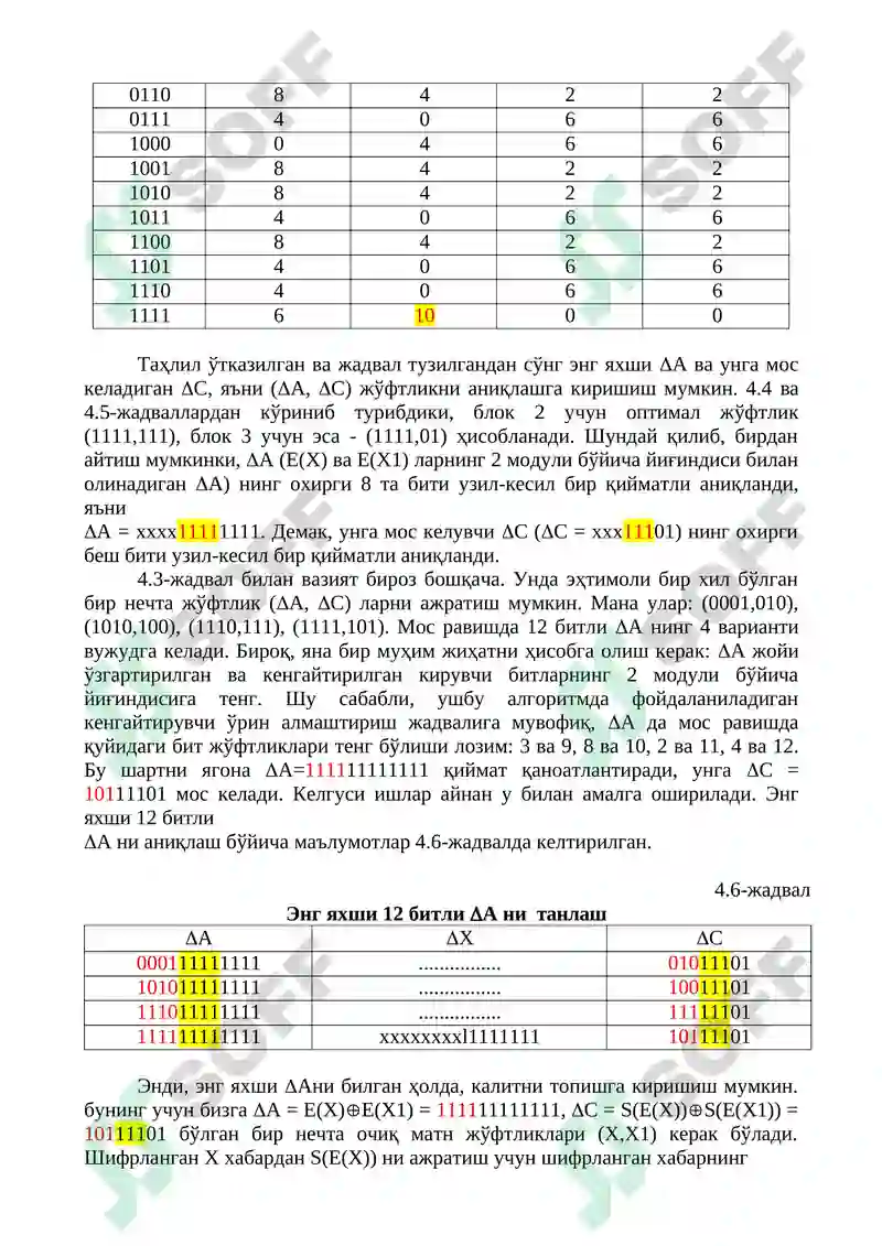 Дифференциал криптотаҳлилнинг амалиётда қўлланиши 4