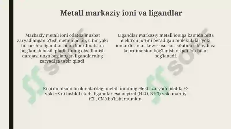 Kompleks birikmalarning kimyosini olinishi 4