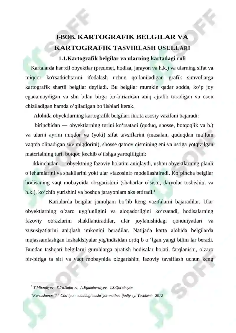 Geodeziya, kartografiya, geografiya KARTOGRAFIK TASVIRLASH USULLARI VA ULARNING QO‘LLANILISHI 4