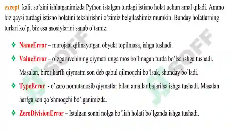 Python dasturlash tilida istisnolar 4