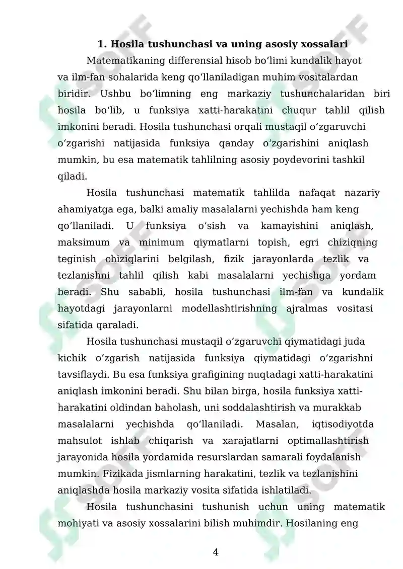 Hosilaning Tadbiqlari 4