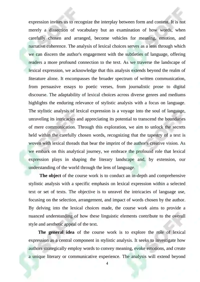 A STYLISTIC ANALYSIS WITH A FOCUS ON LEXICAL EXPRESSION 4