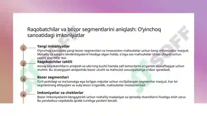 Oʻyinchoq biznesi uchun biznes reja 4