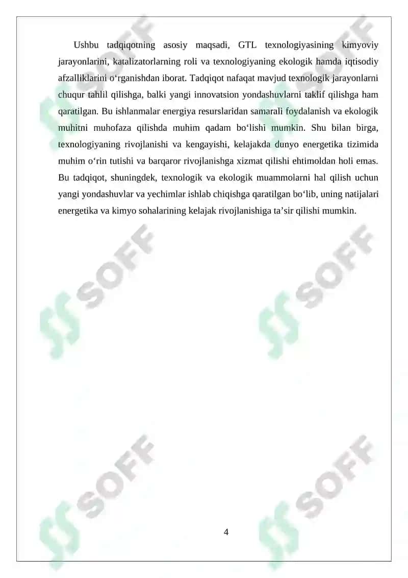 Tabiiy gazdan sintetik suyuq yoqilgʻi ishlab chiqarish texnologiyasi GTL 4