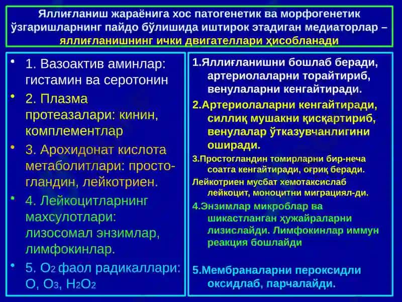 Яллиғланиш. Ўткир ва сурункали яллиғланиш. Яллиғланиш медиаторлари. Яллиғланишнинг морфологик белгилари ва оқибатлари 4
