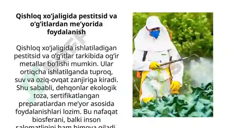 Biosferani ogʻir metallar bilan ifloslanishini oldini olish boʻyicha choratad birlar 4