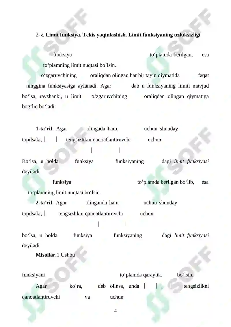 Parametrga bog'liq xosmas integrallar va ularning xossalari. 4