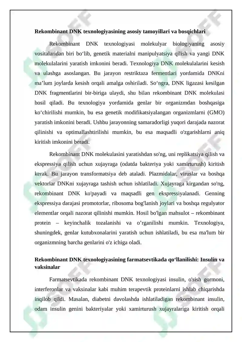 Rekombinant DNK texnologiyasi tibbiyot sohasida 4