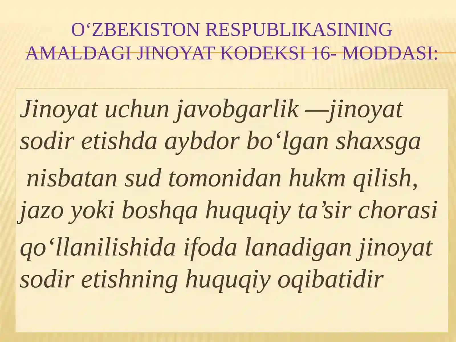 8-sinf Huquq dars ishlanma. Jinoyat qonunchiligida voyaga yetmaganlarning huquq va majburiyatlari 4