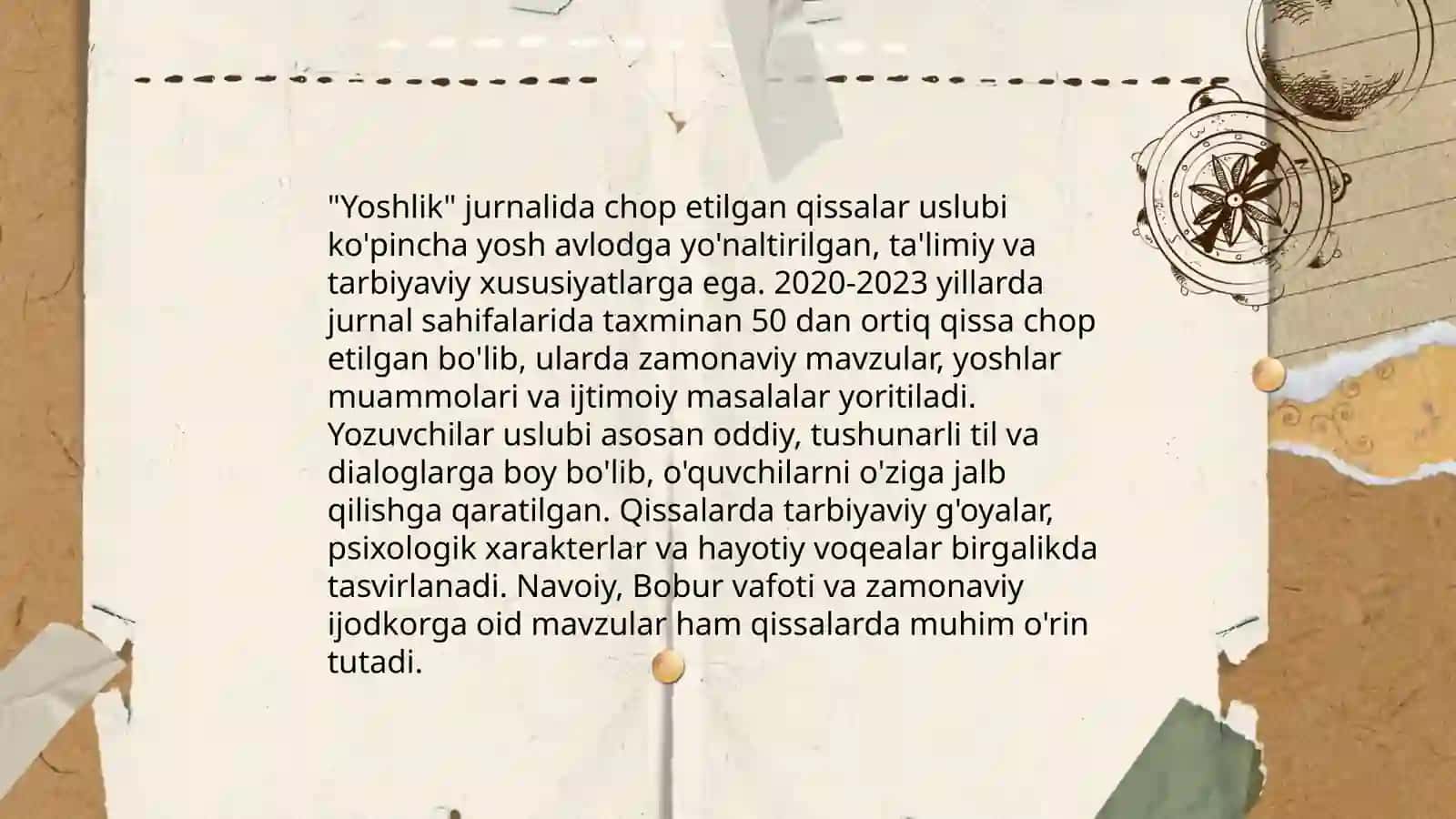 "Yoshlik" jurnalida e'lon qilingan qissalar tahlili 4