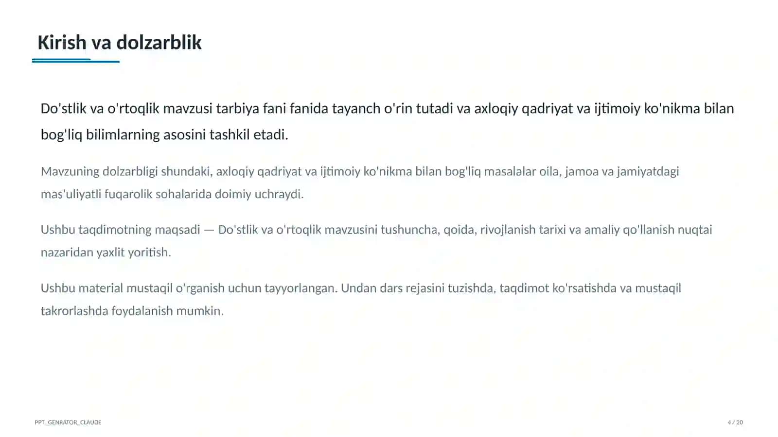 Do'stlik va o'rtoqlik (2-sinf) 1