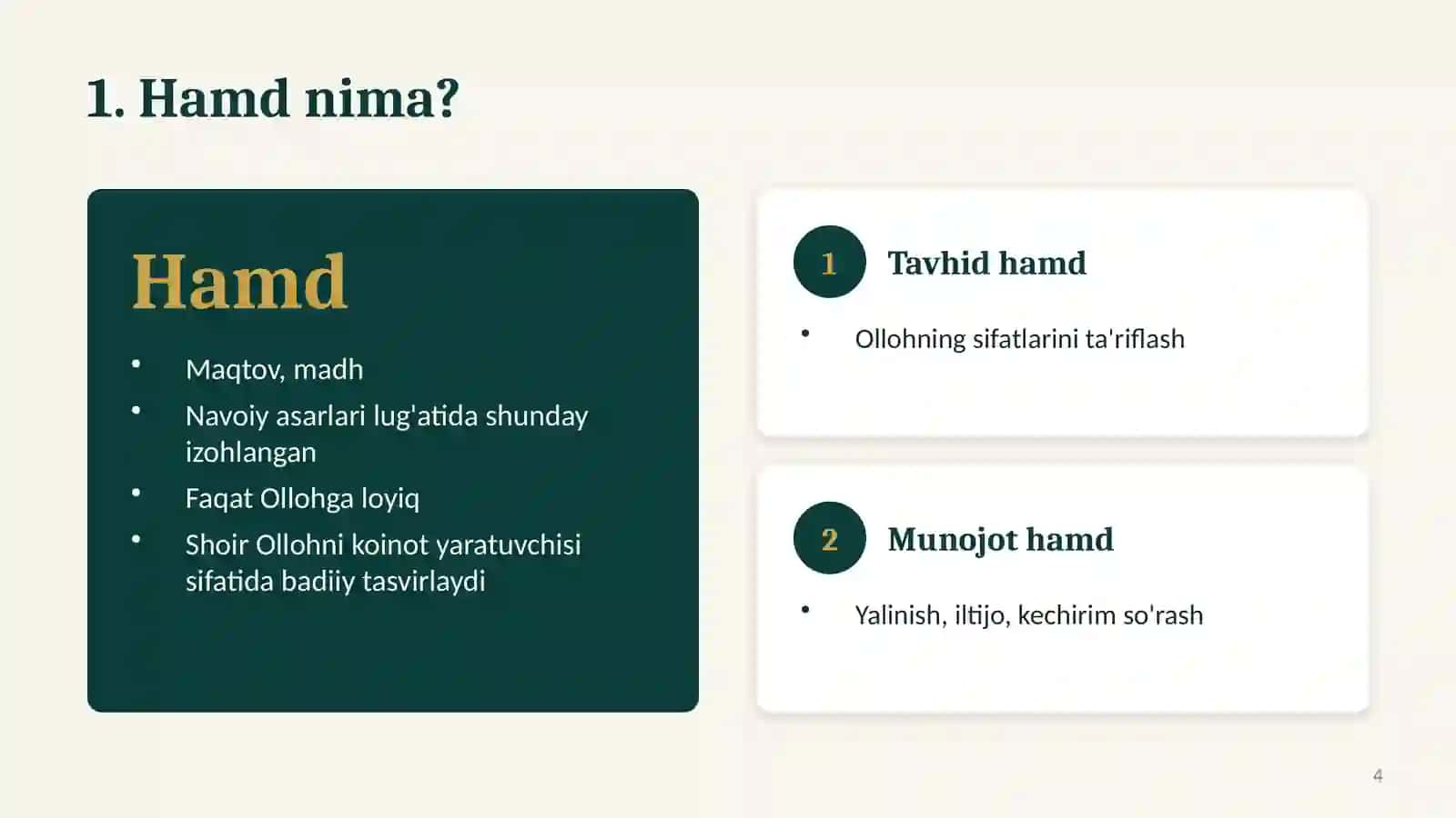 Alisher Navoiyning hamd va na't gʻazallari sharhi 4