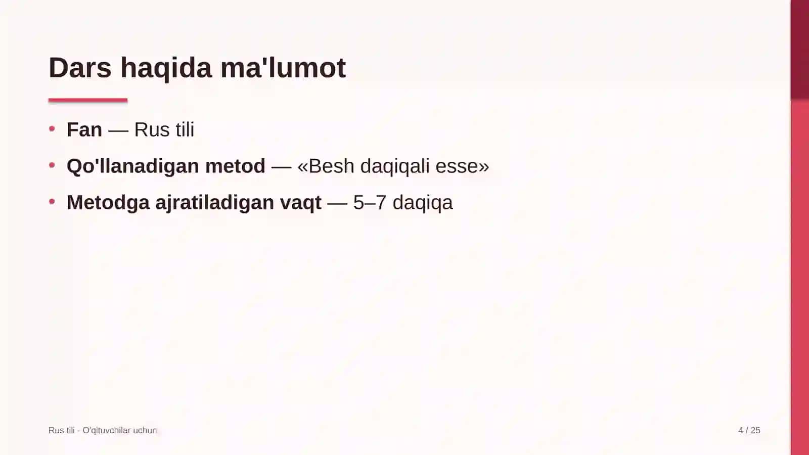 rus tili darslarida besh daqiqali esse metodidan foydalanish 8974 4