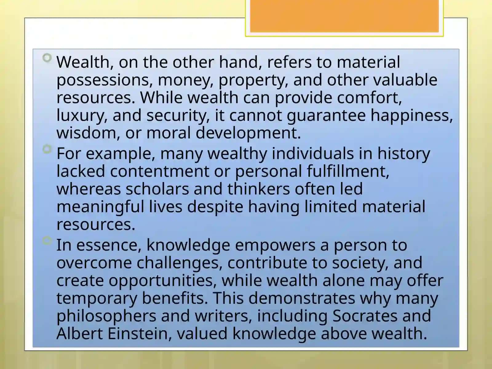 Definition of Knowledge and Wealth 4