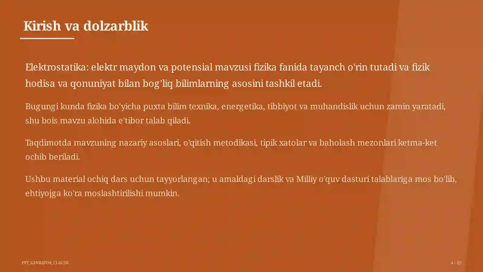 Elektrostatika: elektr maydon va potensial (10-sinf) 4