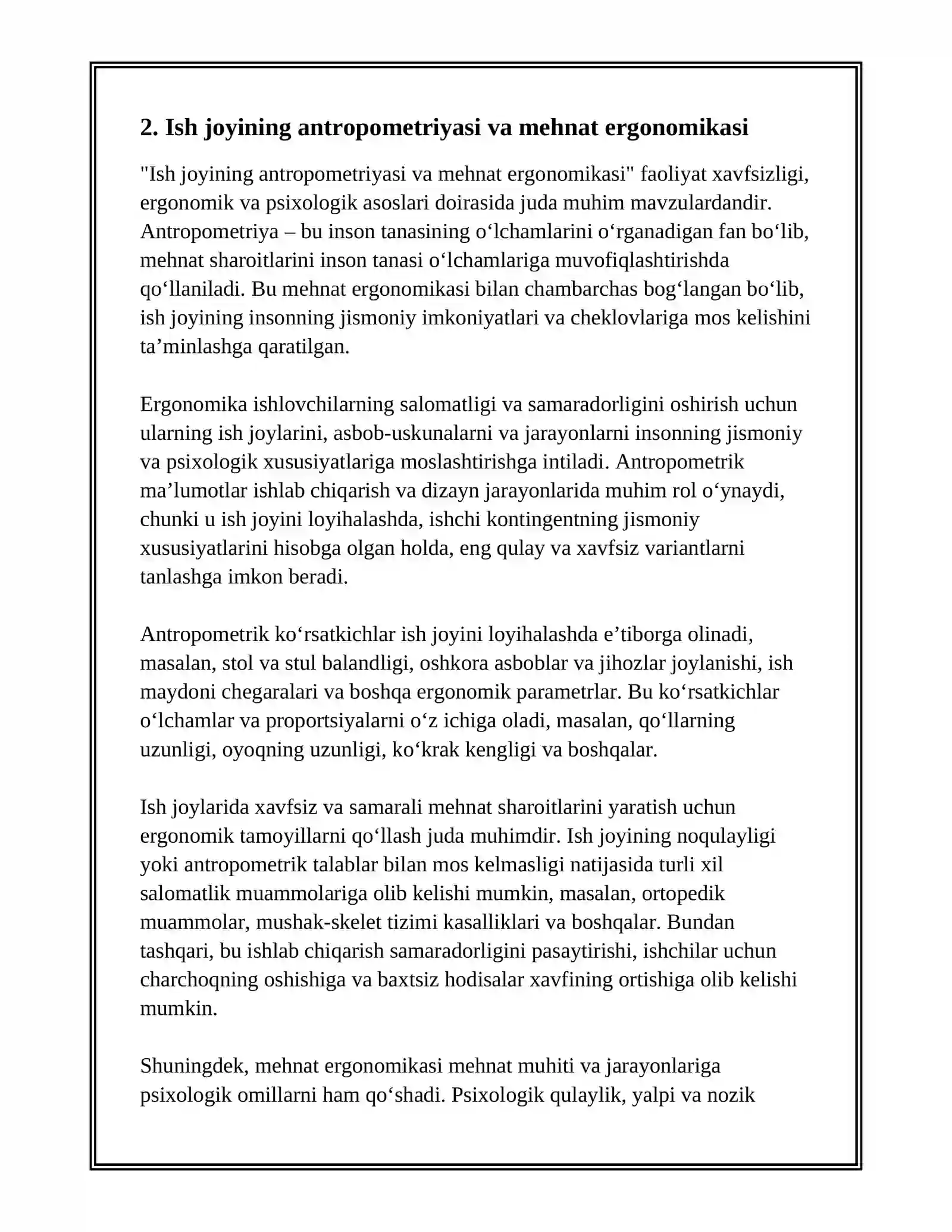 FAOLIYAT XAVFSIZLIGINING ERGONOMIK VA PSIXOLOGIYASI ASOSLARI 4