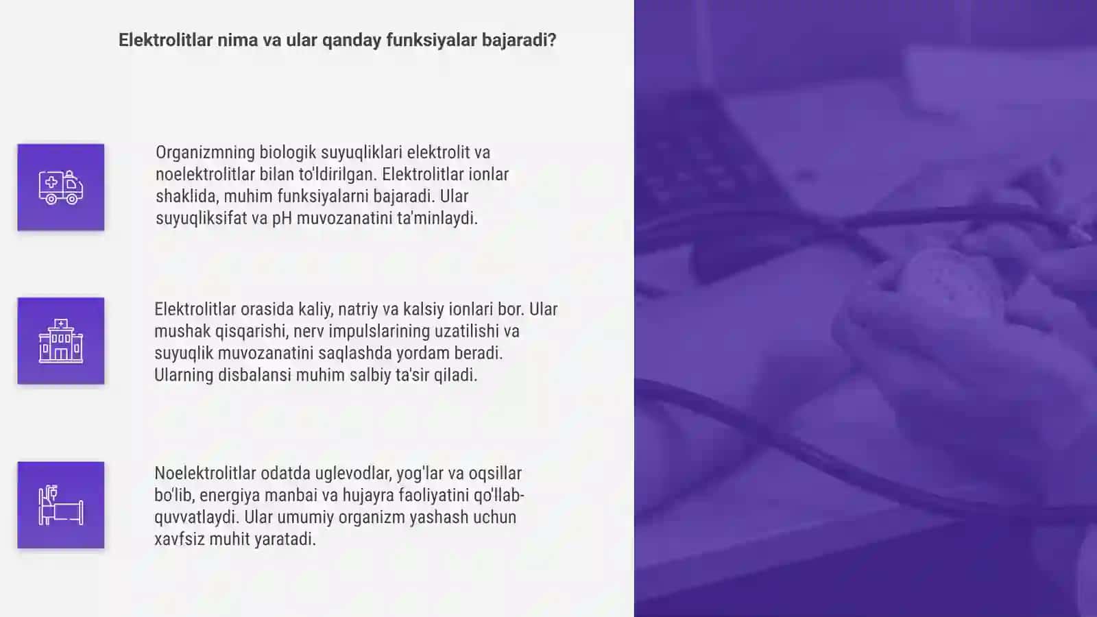 Organizmning biologik suyuqliklari elektrolit va noelektrolitlari 4