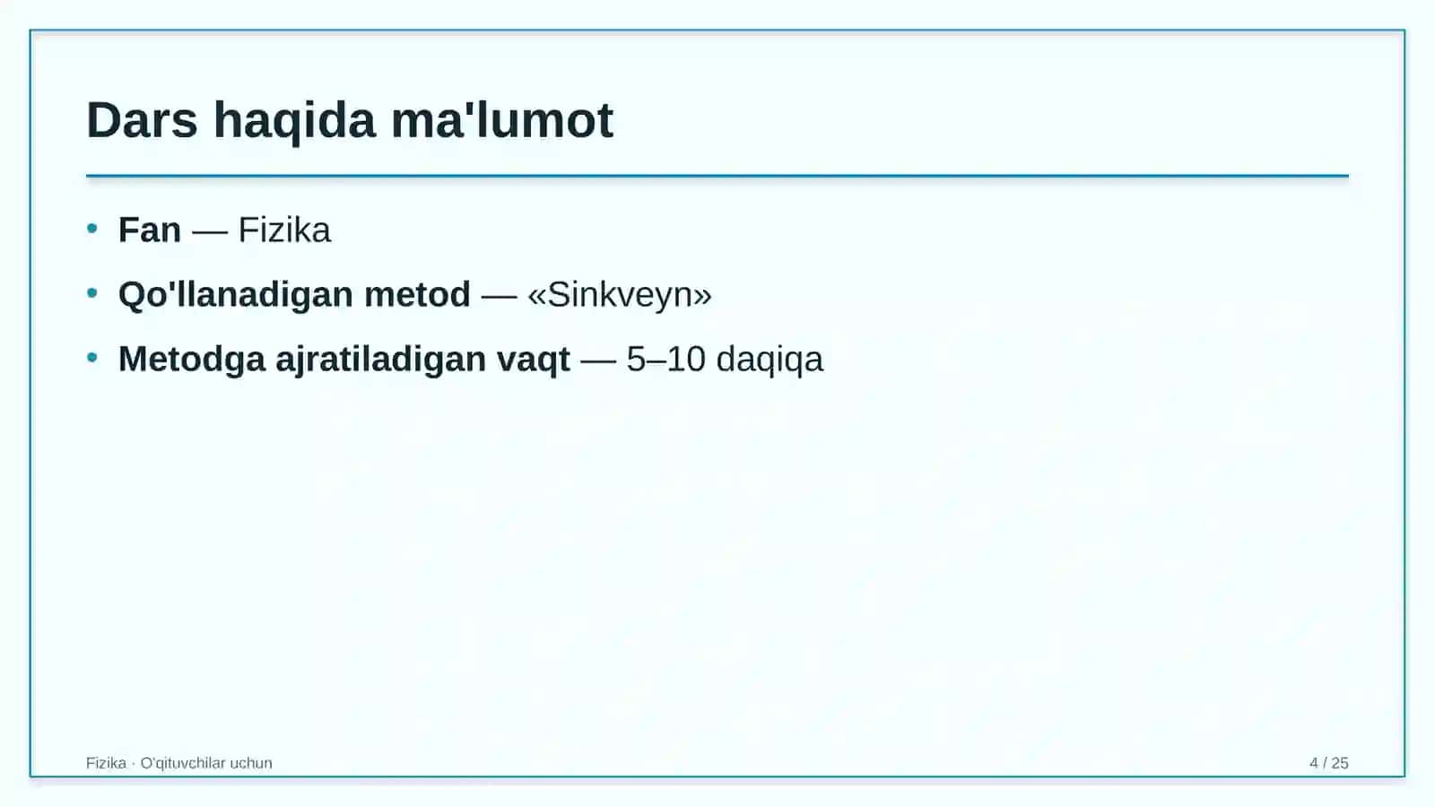 fizika darslarida sinkveyn metodidan foydalanish 8402 4