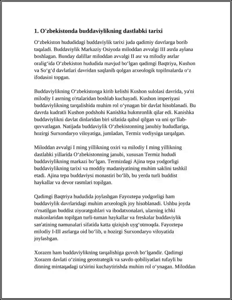 O'ZBEKISTONDA BUDDAVIYLIK DININING TARIXIY ILDIZLARI(QORATEPA,FAYOZTEPA,DALVARZINTEPA)VA HOZIRGI ZAMON 4