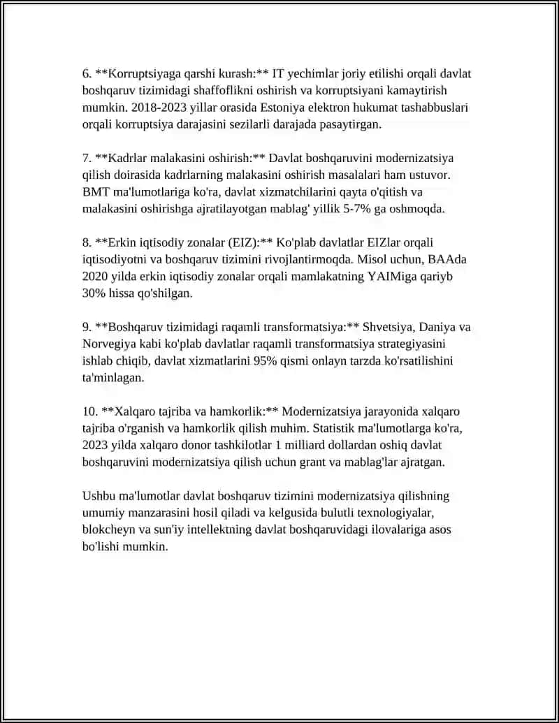 O’ZBEKISTONDA BOSHQARUV TIZIMINI ISLOH QILISH YO’NALISHLARI 4