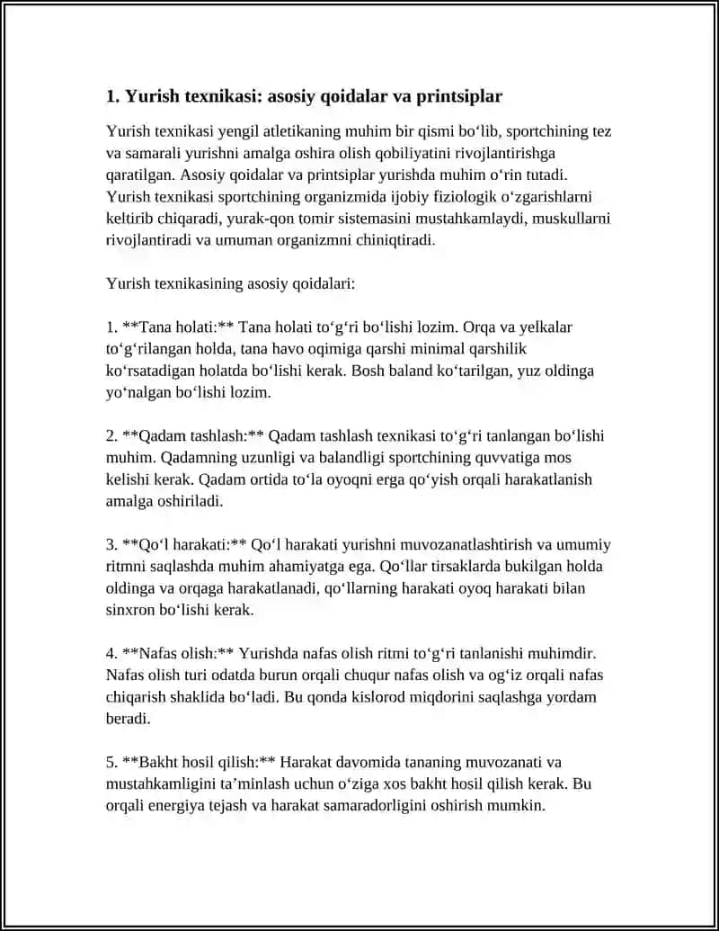 MAZKUR MAVZULAR BÕYICHA TEST TAYYORLASH WORD SHAKLIDA 30TA YENGIL ATLETIKA SPORT TURI BÕYICHA 4