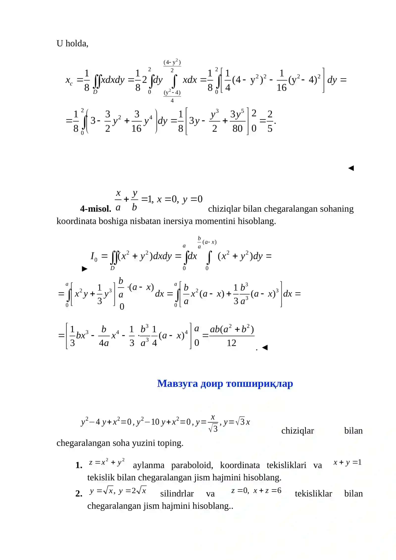 IKKI KARRALI INTEGRALNING TATBIQLARI 4