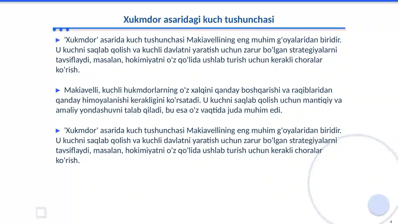 Makiavellining "Xukmdor" asari 4