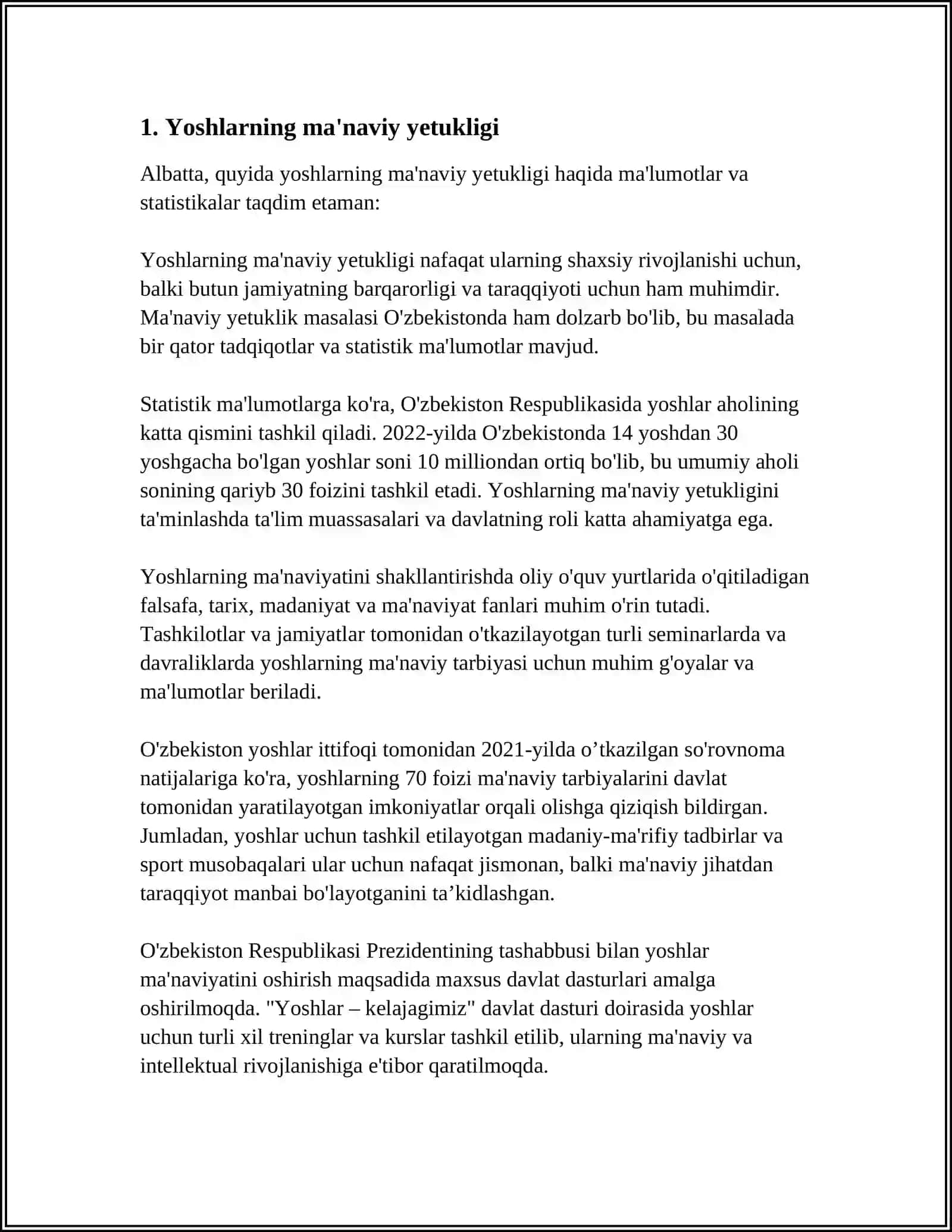 MUHAMMADXÒJA BEHBUDIYNING "YOSHLARGA MUROJAAT"MAQOLASINING ZAMONAVIY YOSHLAR UCHUN TARBIYAVIY AHAMYATINI IZOHLAB BERING 4