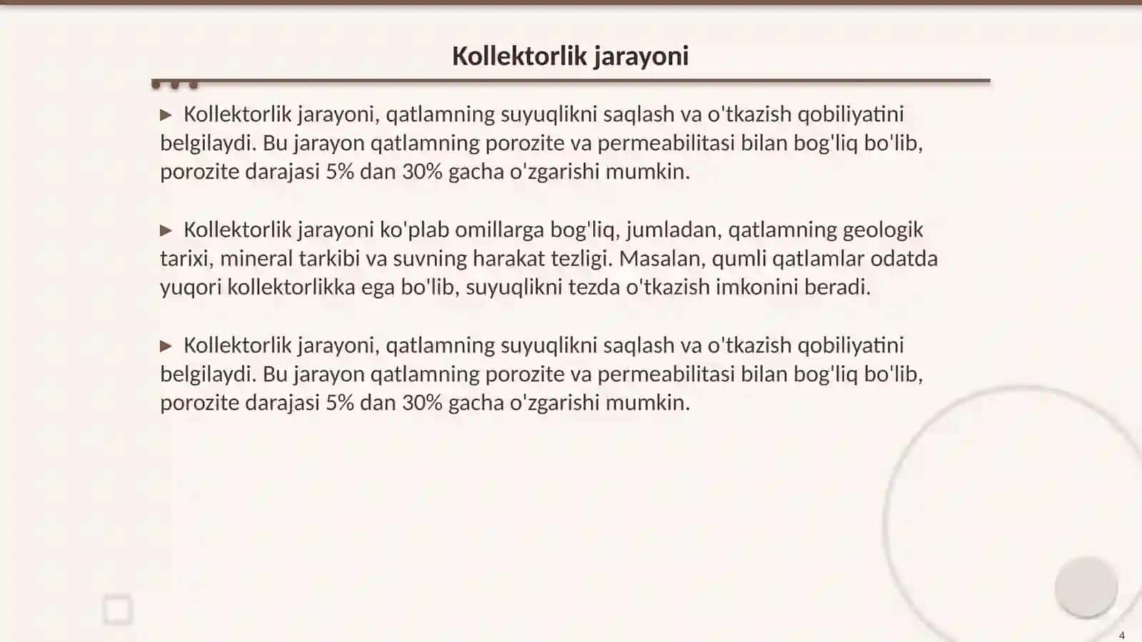 Qatlamning kollektorlik va filtraciya xususiyatlari 4
