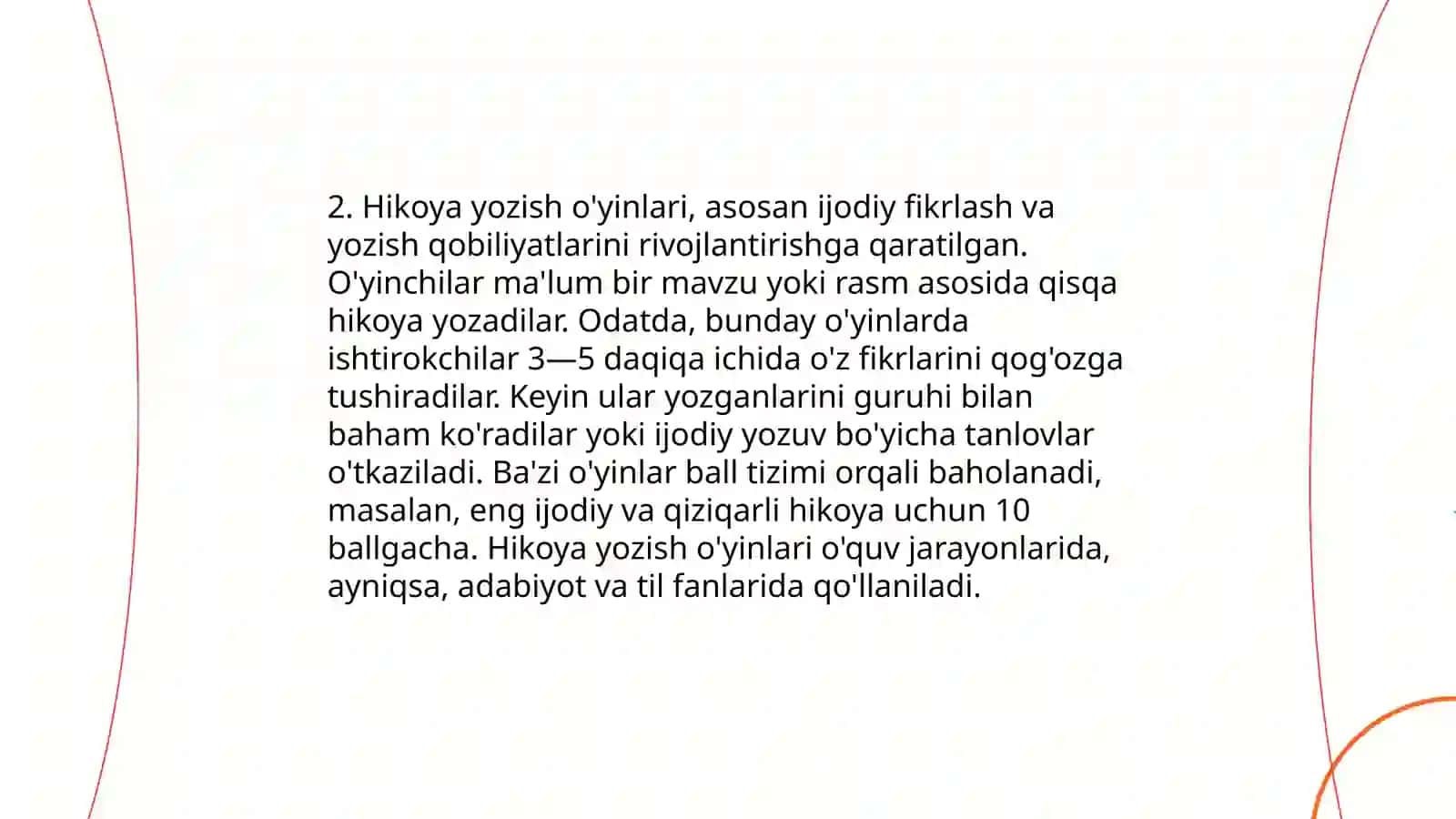 Ijodiy o’yinlar 4