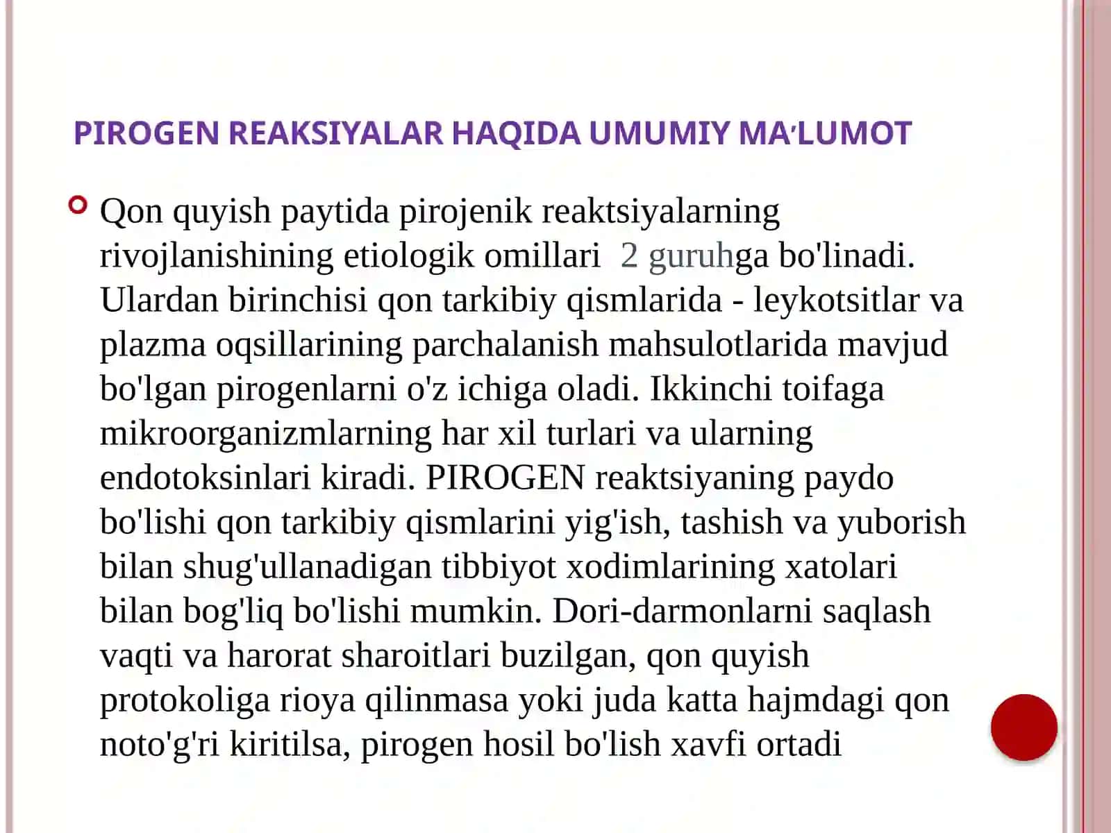 QON QUYISH REAKSIYALARI HAQIDA TUSHUNCHA: POSTTRANFUZION REAKSIYA 4