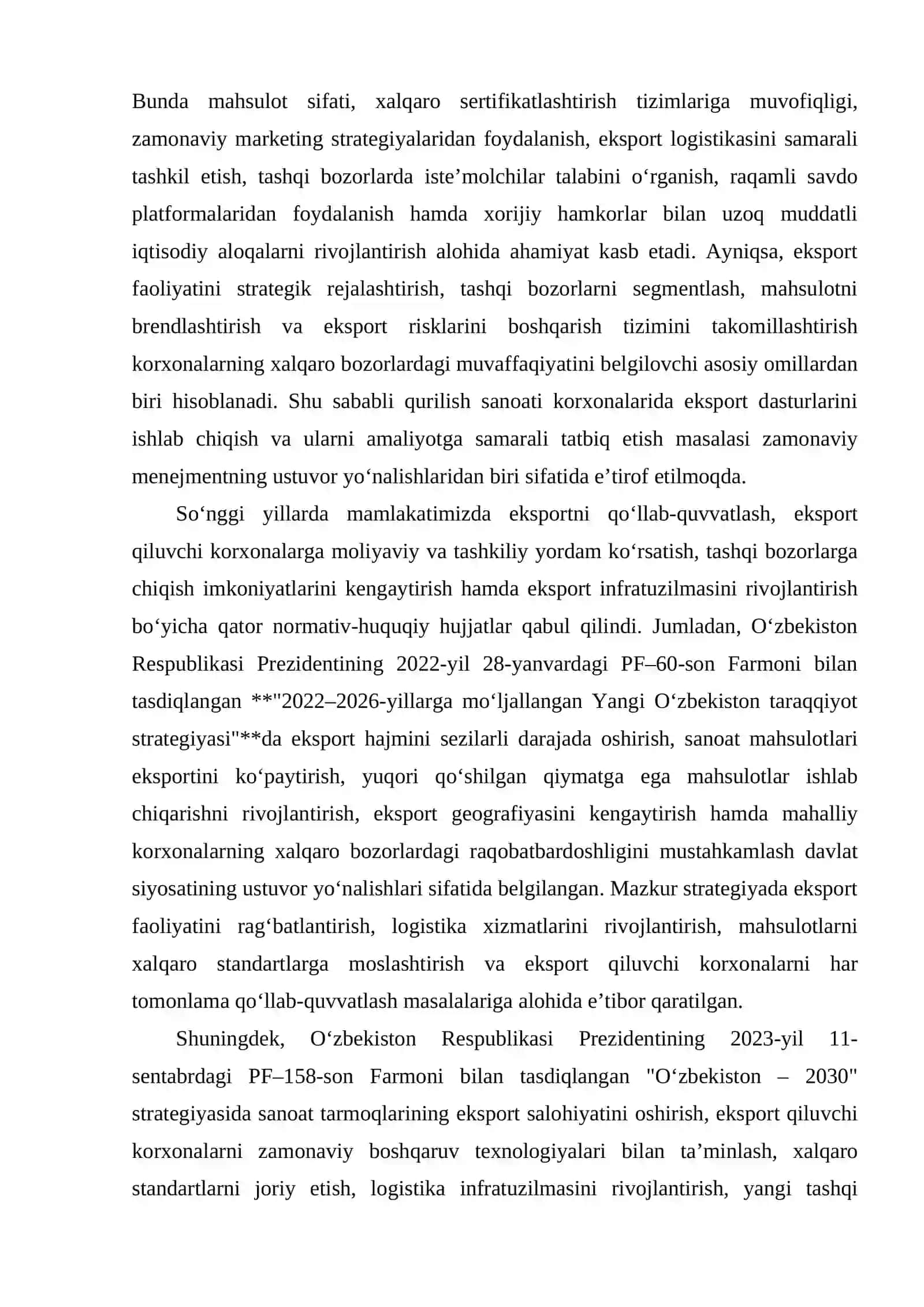 Qurilish sanoati korxonalari mahsuloti eksport dasturini amalga oshirish yo‘llari 4