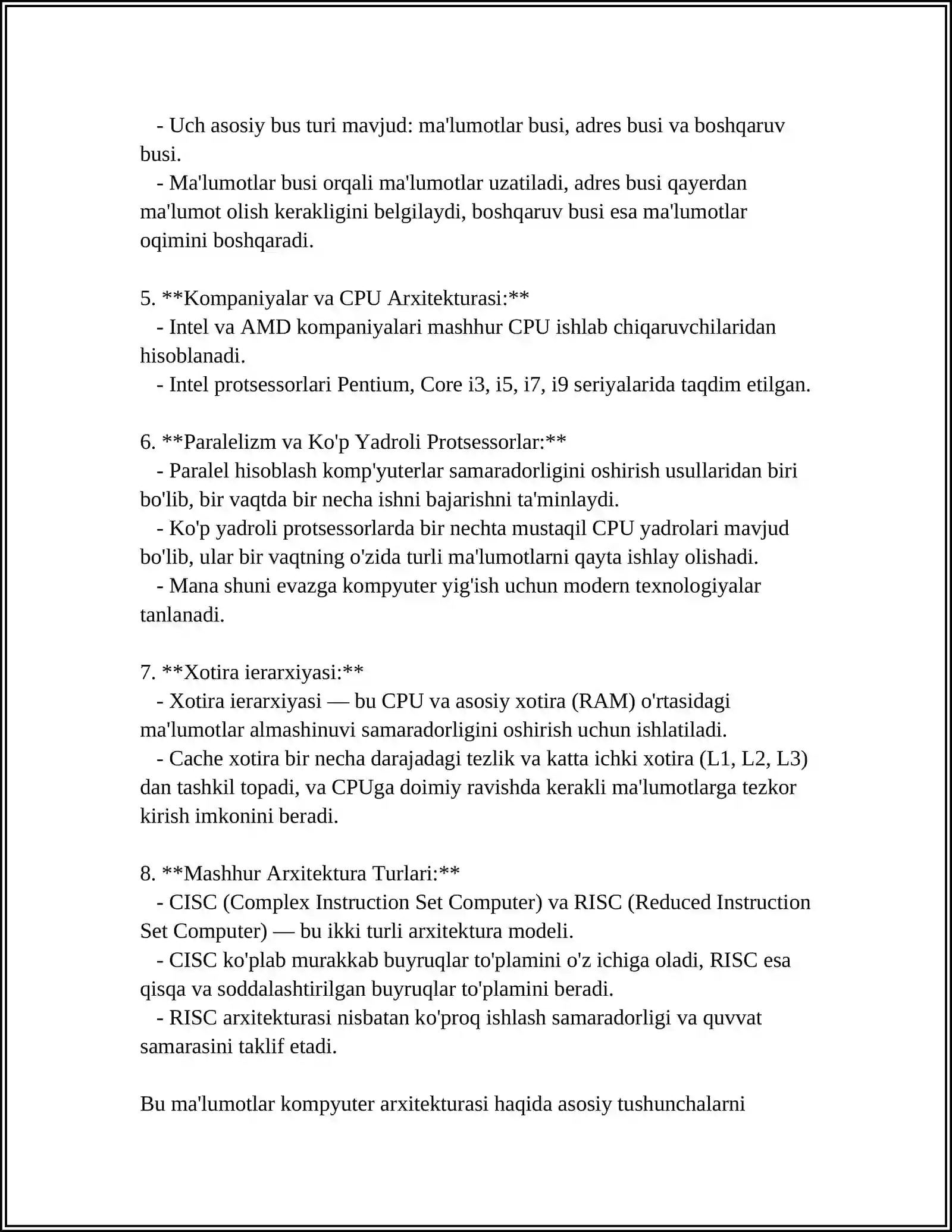 KOMPYUTER ARXITEKTURASI: TUSHUNCHA VA ASOSIY ELEMENTLAR 4
