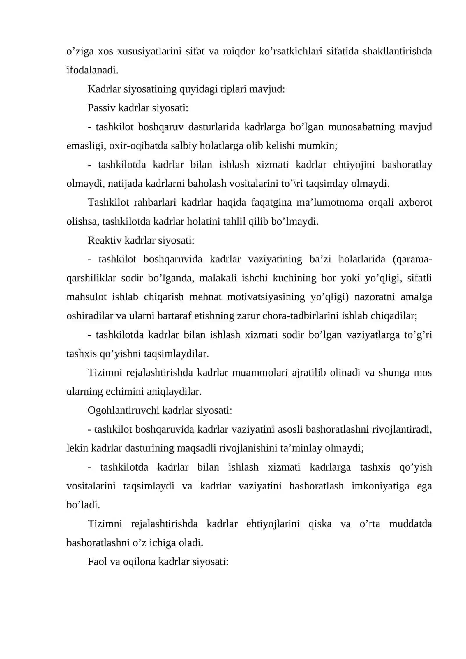 Kadr siyosati tushunchasi, mohiyati va mazmuni 4